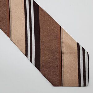 1970s Necktie Belvedere Wiener Creation Stripe Brown White Austria 4" W 52.5" L